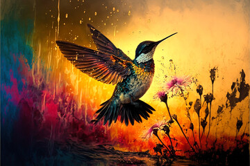 Fototapeta premium bird in the sunset