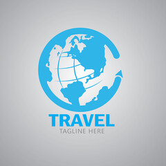 world map and globe Travel logo