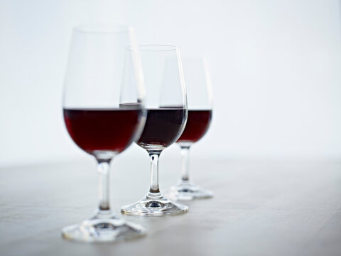 Still Life of Three Glasses of Red Wine