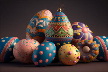 Painted colorful creative cultural traditional easter eggs
