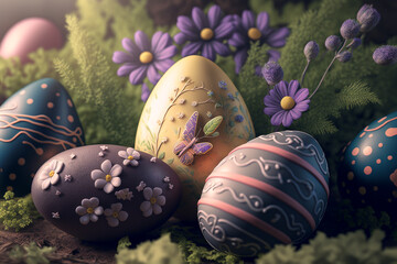 Creative easter eggs with flowers