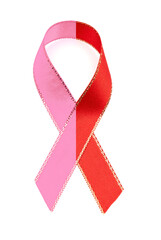 two color  silk ribbon symbol of aids awareness