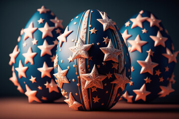 Blue Easter eggs with white stars