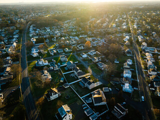 Aerial Drone sunrise in Langorne PA