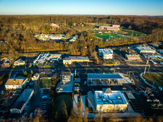 Aerial Drone sunrise in Langorne PA