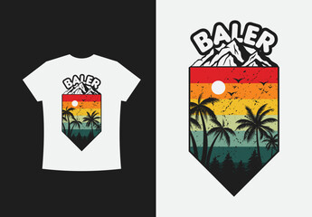 Vector illustration concept in retro, vintage, calligraphy graphic style t-shirt design. Logo, badge vector illustration. Summertime t-shirt design in retro vintage style.