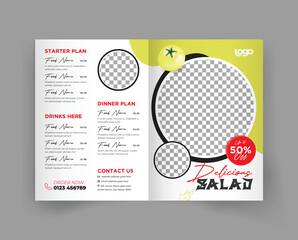 Asian Food Restaurant Menu Bi Fold Brochure
