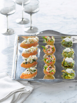 Hors d'oeuvres on Silver Tray