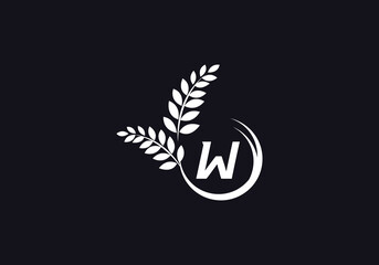 Laurel wreath green leaf logo and Vintage wheat logo design monogram with the letters and alphabets