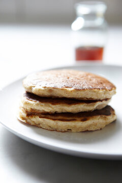 Close-up of Stack of Pancakes on Plate