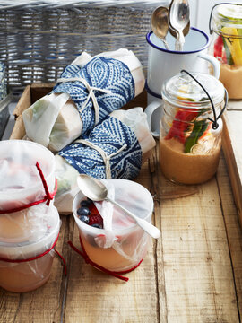 Sandwiches, Appetizers and Dessert for Picnic, Studio Shot