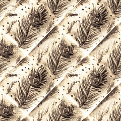 Seamless Design. Beige Birds Designs. Cream