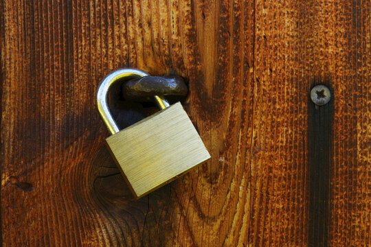 Close-up of Padlock on Hut, near Garmisch-Partenkirchen, Upper Bavaria, Bavaria, Germany