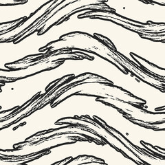 Ink Brush Stroke Textured Wavy Pattern