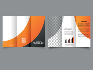Orange black trifold brochure. Flyer design for advertising. Brochure template. vector file.
