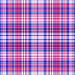 Nautical gingham in coastal beach house check fabric tile. Seamless red blue white sailor flannel textile tartan repeat swatch.