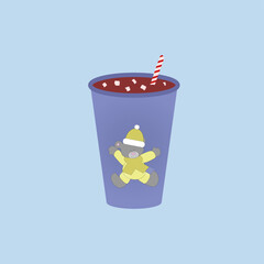 A cup with gray teddy bear, children illustration, eps 10