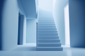white and blue modern stylish stairway indoor
