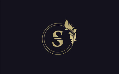 Golden circle leaf and beauty logo circle design vector. Beauty fashion with leaf. Signature font gold circle Logo
