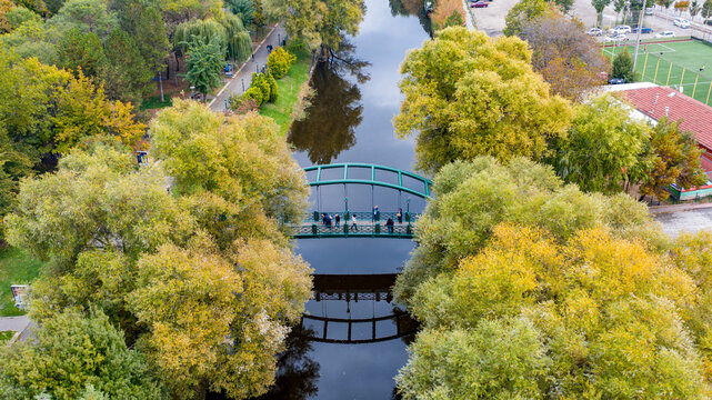 Aerial view of Eskişehir,TURKEY.Kanlıkavak park in Eskişehir.