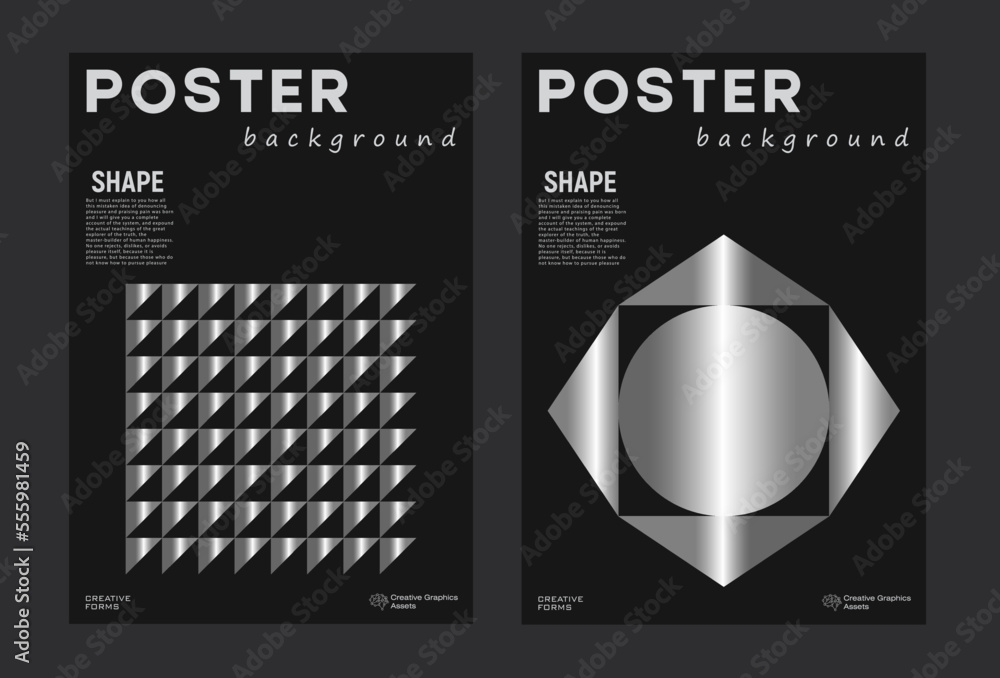 Poster poster vector template layout with abstract vector geometric shapes. brutalist-inspired vector graph