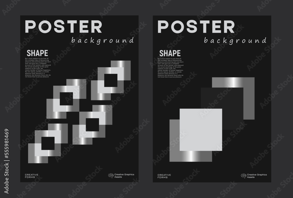 Poster poster vector template layout with abstract vector geometric shapes. brutalist-inspired vector graph