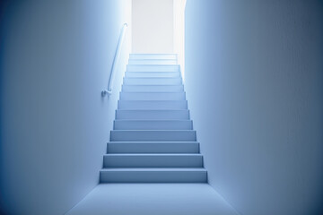 Fototapeta na wymiar light blue modern stylish stairway indoor