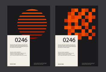 Minimal abstract posters. Bauhaus poster template layout with clean typography and minimal vector pattern with abstract geometric shapes. Great for poster art, album cover prints.