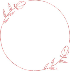 Glitter Circle Border Round Frame with Leaves