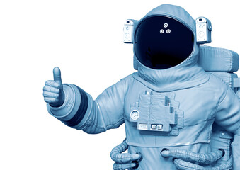 astronaut is positive with thumbs up close up view