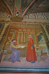 Fresco in the great hall of the Malaspina castle in Fosdinovo, Tuscany, Italy