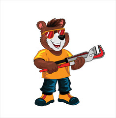 Plumber bear mascot vector illustration 