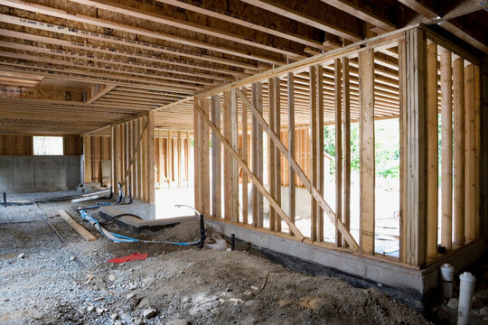 Framed Walls at Construction Site