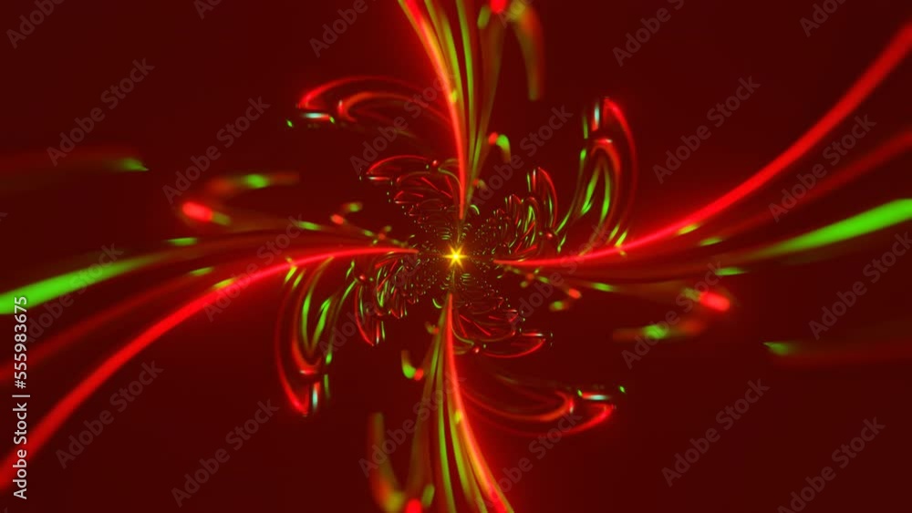 Poster sci-fi infinite tunnel transformer with colorful neon lights.