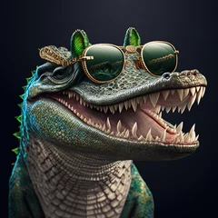 Fototapeten head of a crocodile with glasses © Welisson