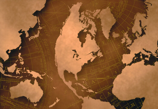 Fototapeta World Map on Navigational Map