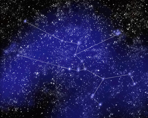 Outline of Constellation of Taurus in Night Sky