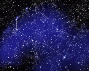 Outline of Constellation of Gemini in Night Sky