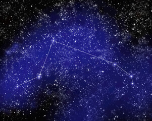 Outline of Constellation of Aries in Night Sky