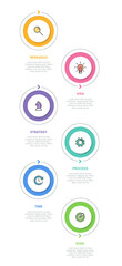 Vertical infographic design with icons and 6 options or steps. Thin line. Infographics business concept. Can be used for info graphics, flow charts, presentations, mobile web sites, printed materials.