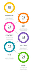Vertical infographic design with icons and 6 options or steps. Thin line. Infographics business concept. Can be used for info graphics, flow charts, presentations, mobile web sites, printed materials.