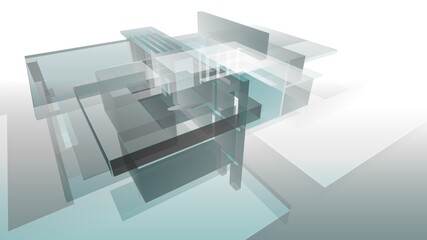 Modern house concept 3d rendering 