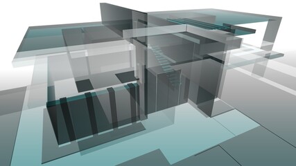 Modern house concept 3d rendering 