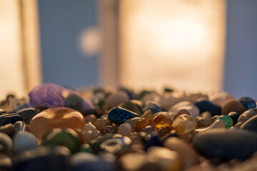 Natural shining pebble stones