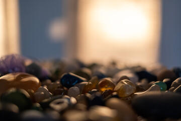 Natural shining pebble stones