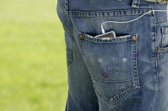 Mp3 Player in Man's Back Pocket