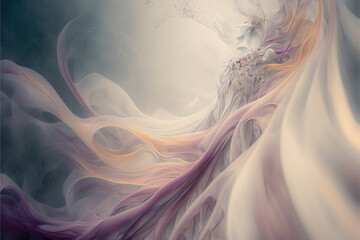 Flowing fabric with soft texture. Pretty pastel purple and blue colors. Ideal for background or wallpaper. Created with generative AI.