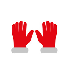 Vector Santa mittens. Christmas gloves isolated on white. Realistic element of Santa costume.