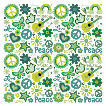 Background of peace and love signs