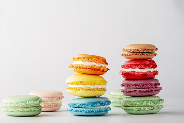 stack of colorful macaroons isolated on white background 